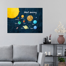 Plakat Ilustracja układ słoneczny, planety, kosmos