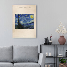 Obraz klasyczny Vincent van Gogh "Gwiaździsta noc" - reprodukcja z napisem. Plakat z passe partout