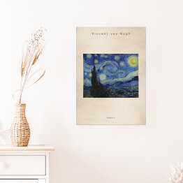Plakat samoprzylepny Vincent van Gogh "Gwiaździsta noc" - reprodukcja z napisem. Plakat z passe partout