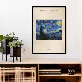 Plakat w ramie Vincent van Gogh "Gwiaździsta noc" - reprodukcja z napisem. Plakat z passe partout