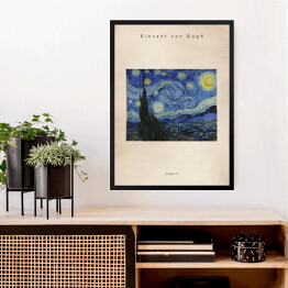 Obraz w ramie Vincent van Gogh "Gwiaździsta noc" - reprodukcja z napisem. Plakat z passe partout