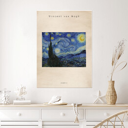 Plakat Vincent van Gogh "Gwiaździsta noc" - reprodukcja z napisem. Plakat z passe partout