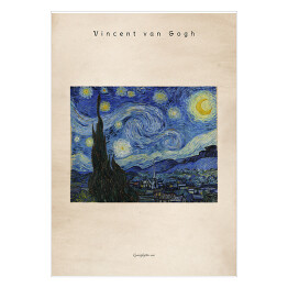 Plakat samoprzylepny Vincent van Gogh "Gwiaździsta noc" - reprodukcja z napisem. Plakat z passe partout