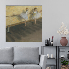 Plakat samoprzylepny Edgar Degas "Tancerze ćwiczący przy drążku baletowym" - reprodukcja