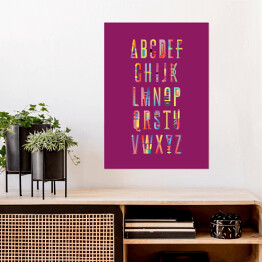 Plakat samoprzylepny Alfabet na fioletowym tle