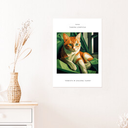 Plakat samoprzylepny Kot portret inspirowany sztuką - Tamara Łempicka