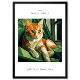 Plakat w ramie Kot portret inspirowany sztuką - Tamara Łempicka