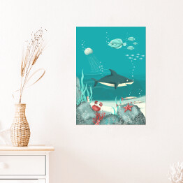 Plakat Pod wodą - rekin