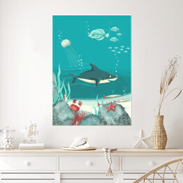 Plakat samoprzylepny Pod wodą - rekin