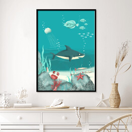 Plakat w ramie Pod wodą - rekin