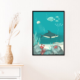 Plakat w ramie Pod wodą - rekin