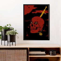 Obraz w ramie Wiedźmin - czaszka i miecz
