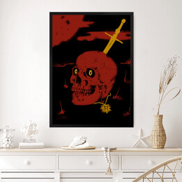 Obraz w ramie Wiedźmin - czaszka i miecz