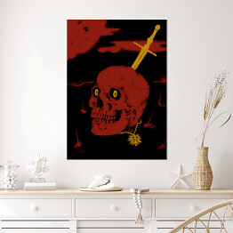 Plakat samoprzylepny Wiedźmin - czaszka i miecz