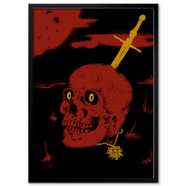 Plakat w ramie Wiedźmin - czaszka i miecz