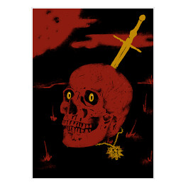 Plakat Wiedźmin - czaszka i miecz