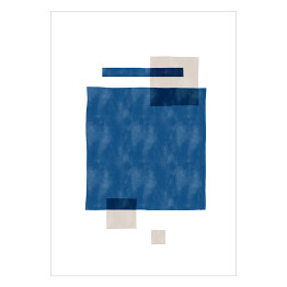 Plakat Beżowe kwadraty i niebieskie czworokąty