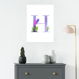 Plakat Roślinny alfabet - litera H jak hiacynt