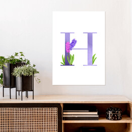 Plakat Roślinny alfabet - litera H jak hiacynt