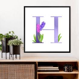 Obraz w ramie Roślinny alfabet - litera H jak hiacynt