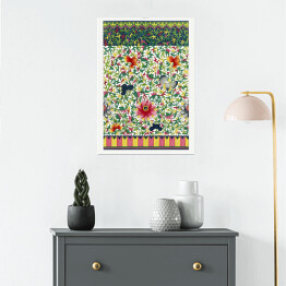 Plakat samoprzylepny Kolorowy ornament kwiatowy z wzorem geometrycznym