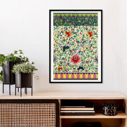 Plakat w ramie Kolorowy ornament kwiatowy z wzorem geometrycznym