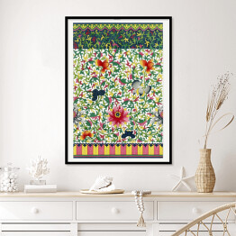 Plakat w ramie Kolorowy ornament kwiatowy z wzorem geometrycznym