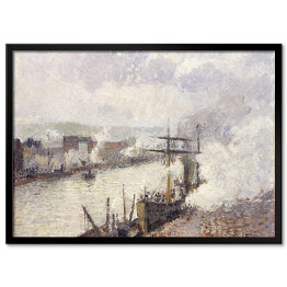 Plakat w ramie Camille Pissarro Parowce w porcie Rouen. Reprodukcja