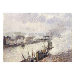 Plakat Camille Pissarro Parowce w porcie Rouen. Reprodukcja