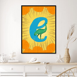 Plakat w ramie Zwierzęcy alfabet - E jak emu
