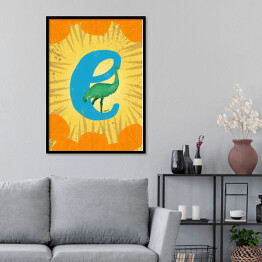 Plakat w ramie Zwierzęcy alfabet - E jak emu