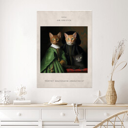 Plakat Kot portret inspirowany sztuką - Jan Van Eyck "Portret małżonków Arnolfinich"