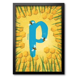 Obraz w ramie Zwierzęcy alfabet - P jak pszczoła 