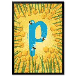 Plakat w ramie Zwierzęcy alfabet - P jak pszczoła 