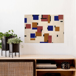 Plakat samoprzylepny Piet Mondrain "Kompozycja w kolorze B" - reprodukcja