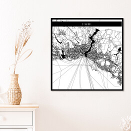 Plakat w ramie Mapa miast świata - Stambuł - biała