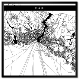 Plakat w ramie Mapa miast świata - Stambuł - biała