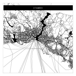 Plakat samoprzylepny Mapa miast świata - Stambuł - biała
