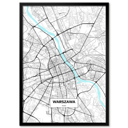 Plakat w ramie Mapa Warszawy 