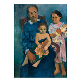 Plakat samoprzylepny Paul Gauguin Polinezyjska kobieta z dziećmi. Reprodukcja