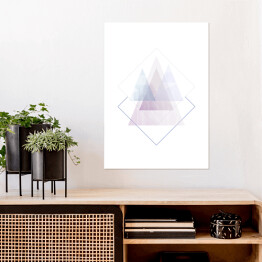Plakat Ilustracja -pastelowe trójkąty na białym tle