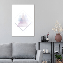 Plakat Ilustracja -pastelowe trójkąty na białym tle