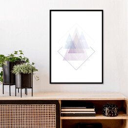 Plakat w ramie Ilustracja -pastelowe trójkąty na białym tle