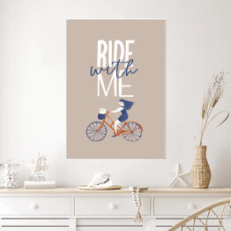 Plakat Typografia z rowerem - napis Ride with me