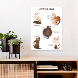 Plakat samoprzylepny Kawa z kotem - ulubione kocie kawy