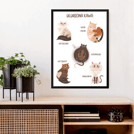 Obraz w ramie Kawa z kotem - ulubione kocie kawy