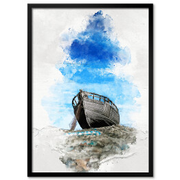 Obraz klasyczny Łódka na wodzie - ilustracja