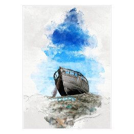 Plakat samoprzylepny Łódka na wodzie - ilustracja