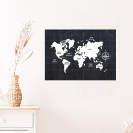 Plakat samoprzylepny Mapa świata na ciemnym tle