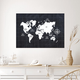 Plakat Mapa świata na ciemnym tle